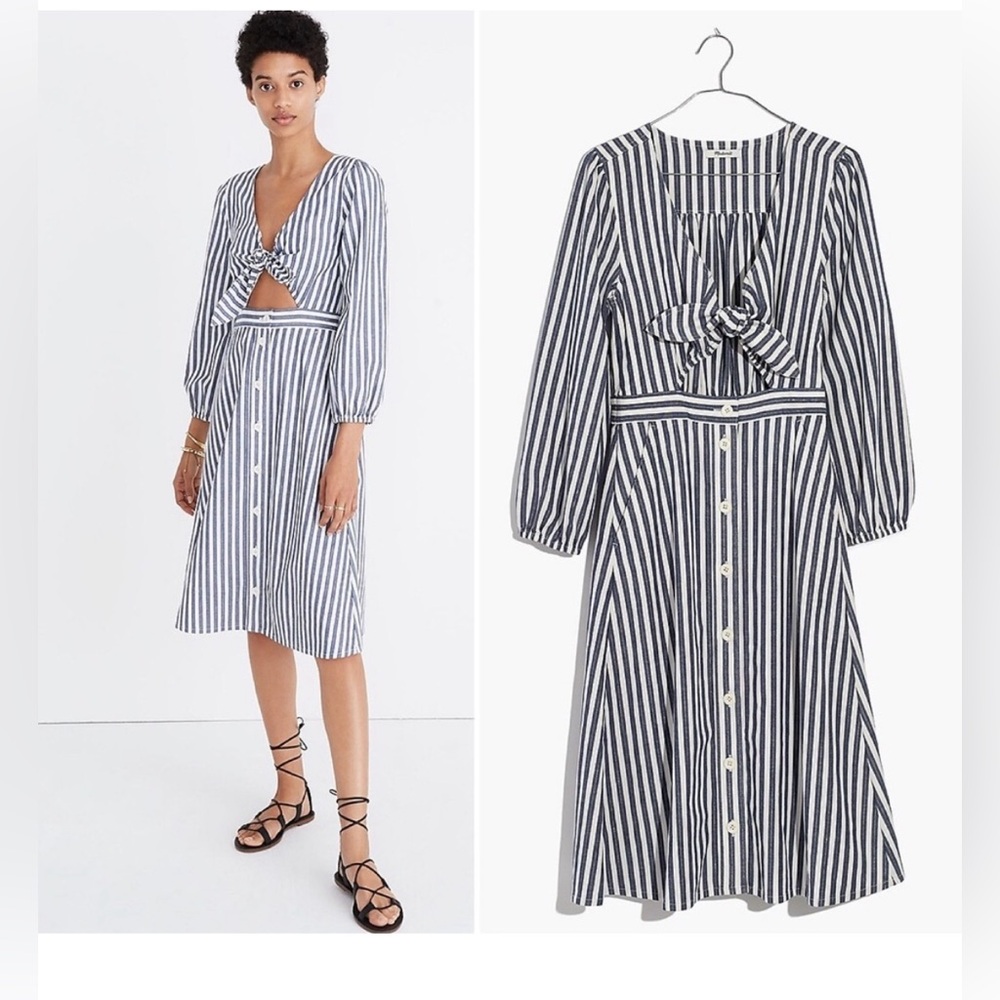 Madewell Shimmer Stripe Cutout Midi Dress - Size 2